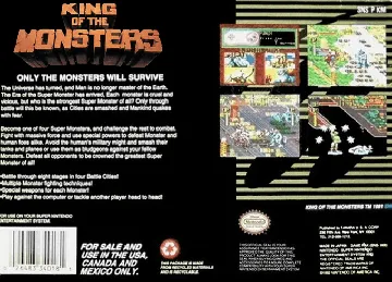 King of the Monsters (USA) box cover back